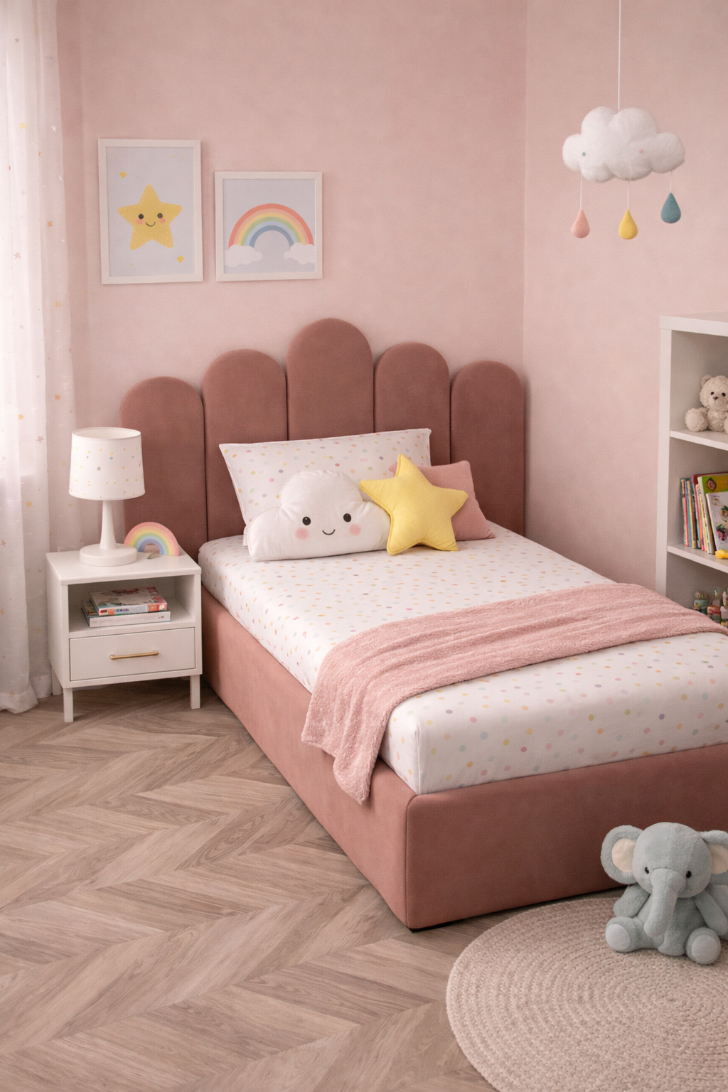 Тапицирано легло с подматрачна рамка и повдигащ механизъм в детска стая от Sleepmode