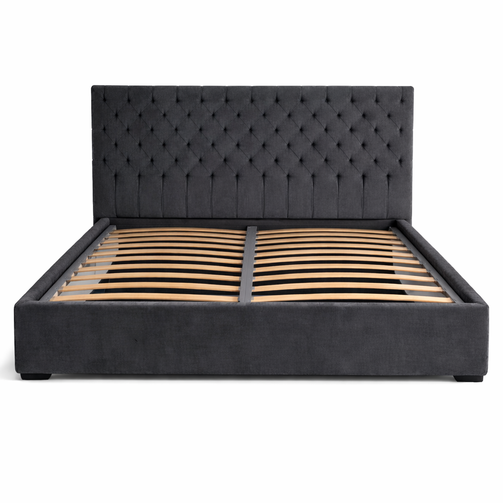 Тапицирано легло в цвят тъмно сив с табла и подматрачна рамка  от Sleepmode