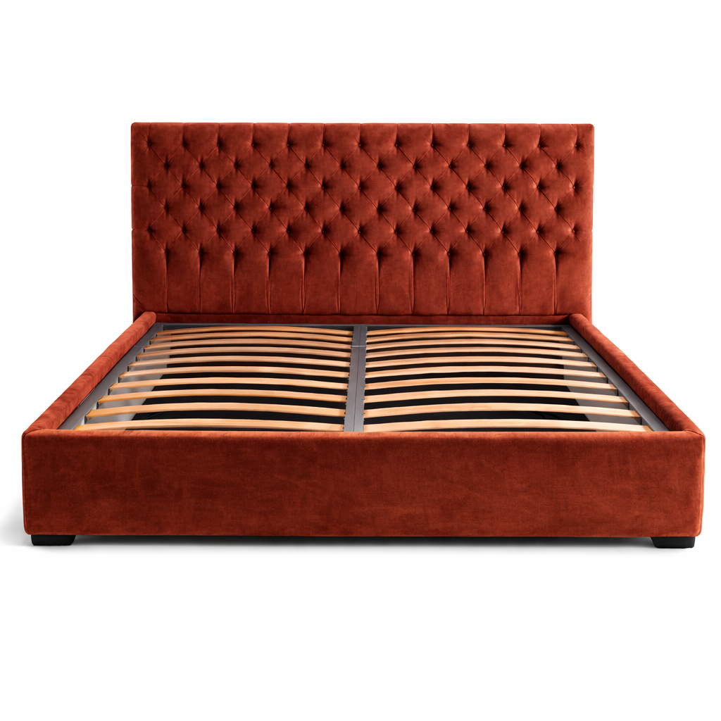Тапицирано легло в цвят керемидено с табла и подматрачна рамка  от Sleepmode