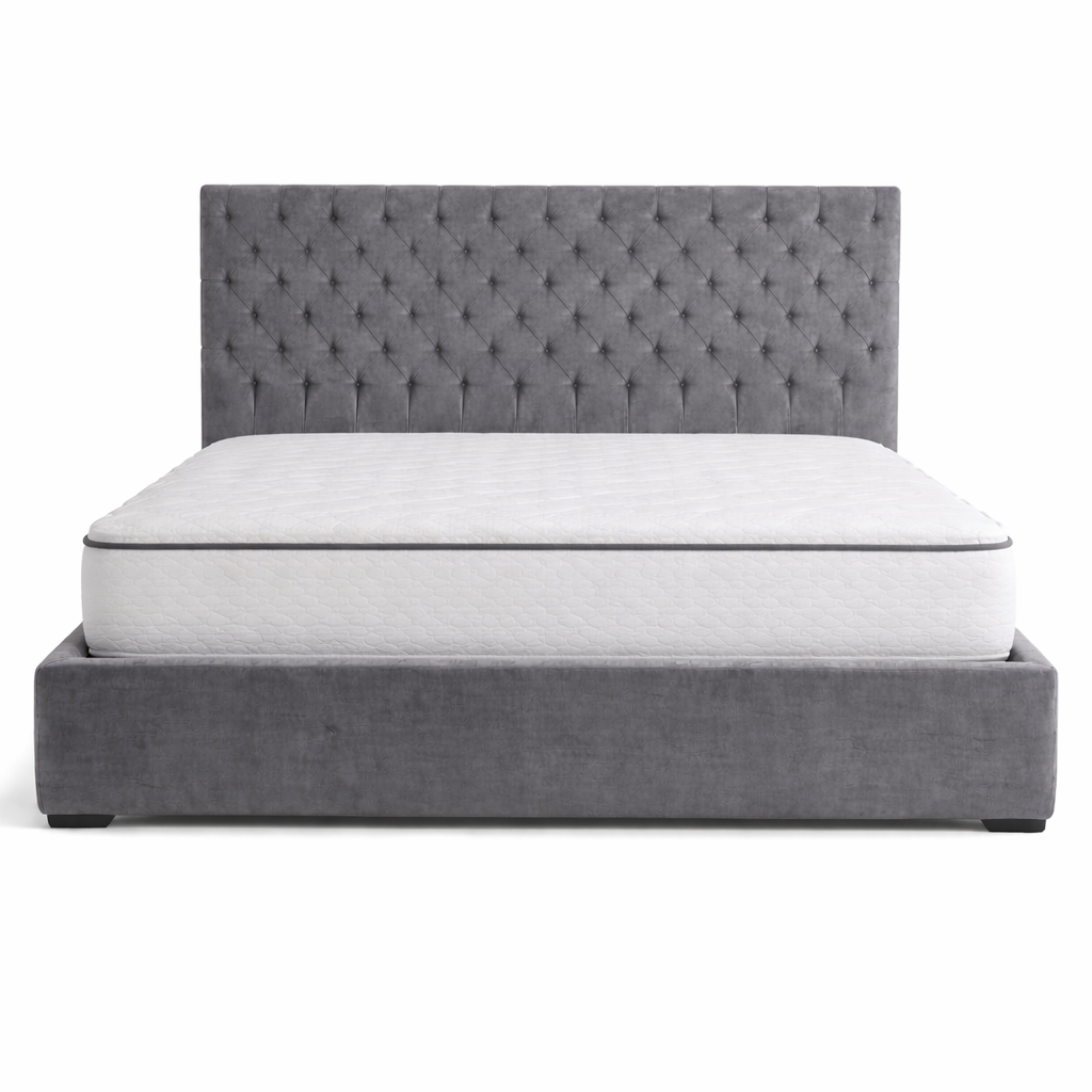 Тапицирано легло в сив цвят с табла и матрак  от Sleepmode