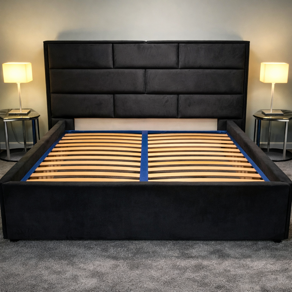 Луксозно тапицирано легло Brickora с подматрачна рамка и табла от Sleepmode